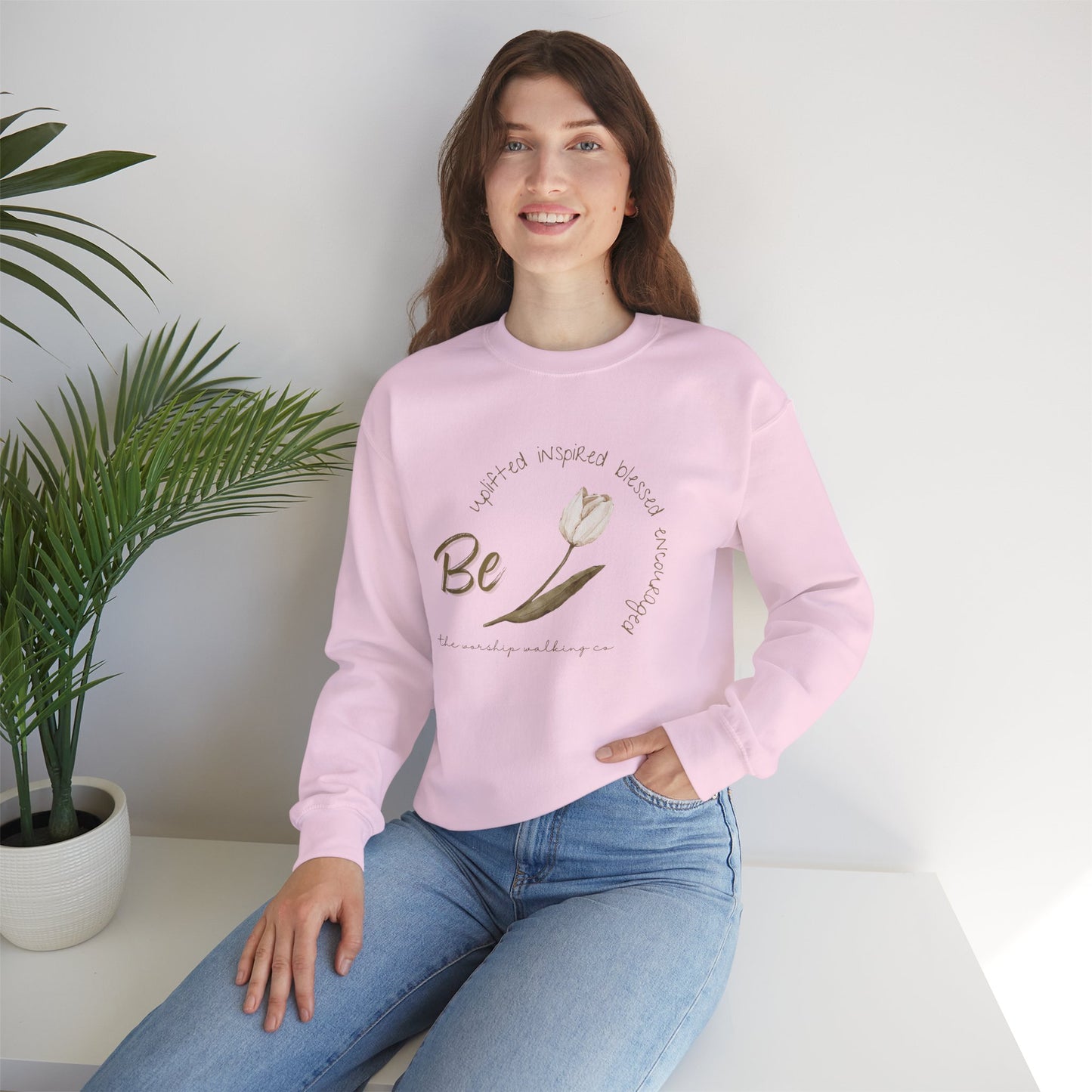 Worship Walking Be Encouraged, Be Inspired, Be Uplifted, Be Blessed - Unisex Crewneck Sweatshirt