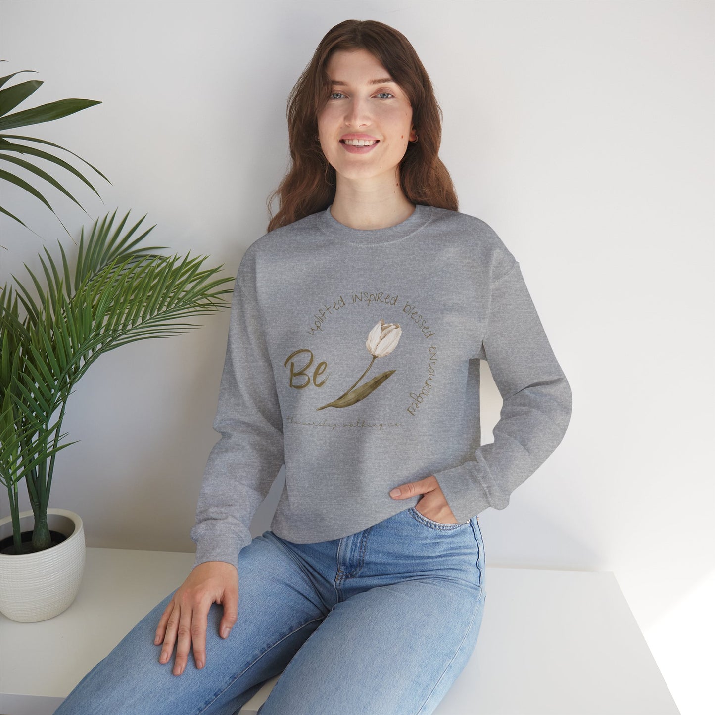 Worship Walking Be Encouraged, Be Inspired, Be Uplifted, Be Blessed - Unisex Crewneck Sweatshirt
