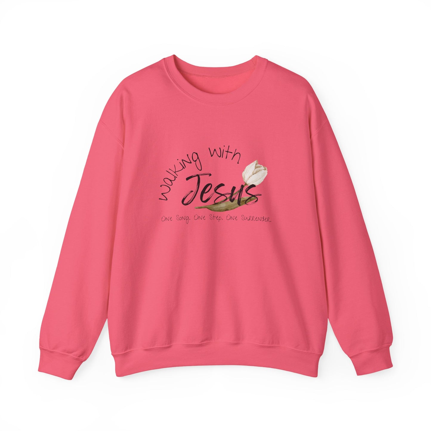 Worship Walking with Jesus Sweatshirt, "One Song, One Step, One Surrender", Unisex Crewneck Sweatshirt