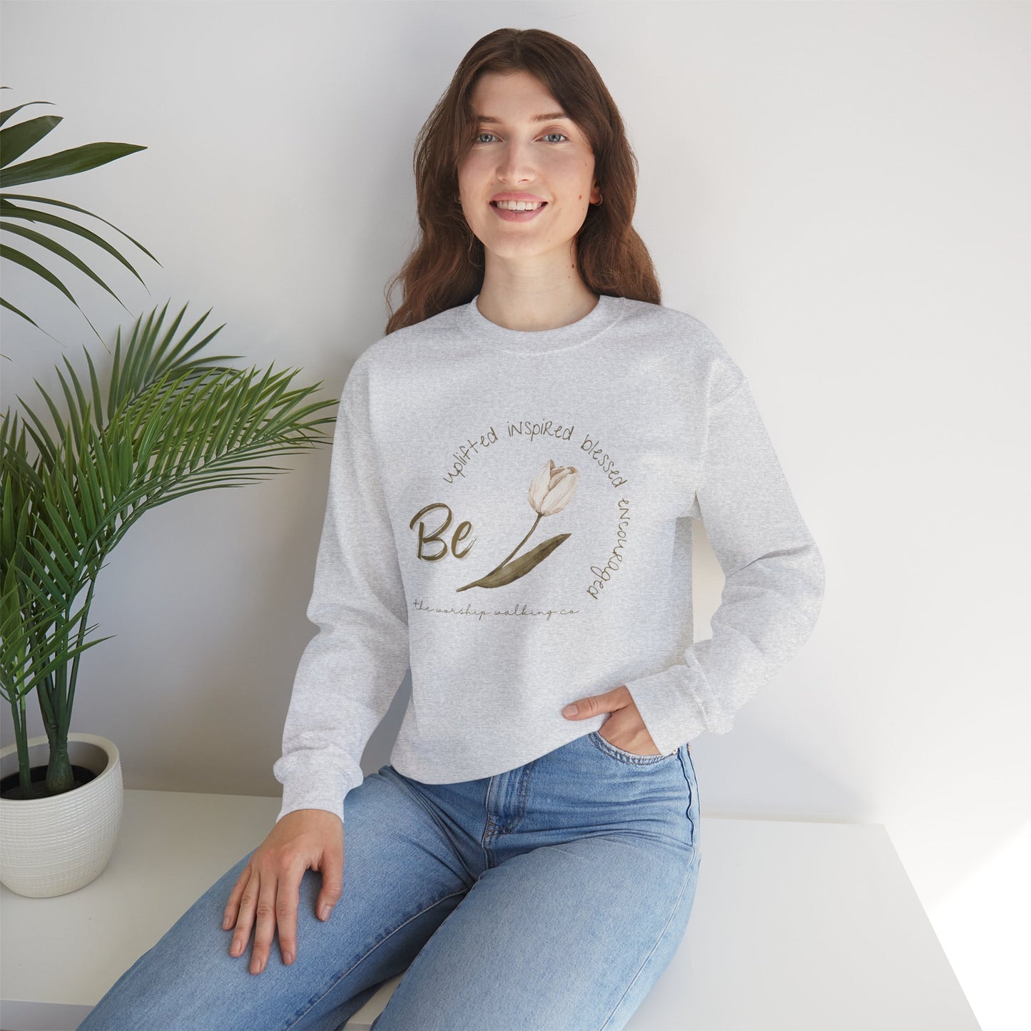 Worship Walking Be Encouraged, Be Inspired, Be Uplifted, Be Blessed - Unisex Crewneck Sweatshirt