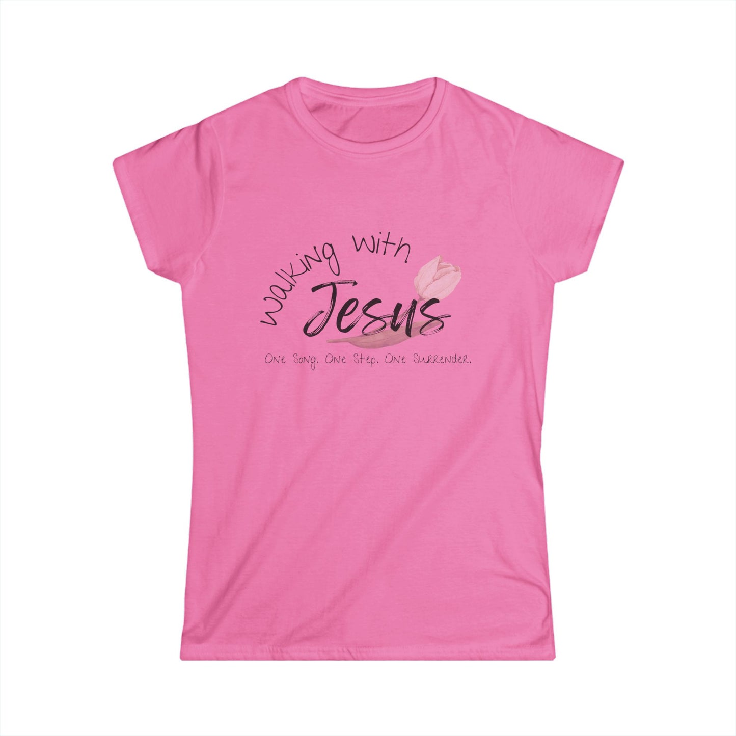 Worship Walking with Jesus, "One Song, One Step, One Surrender", Women’s Softstyle Tee