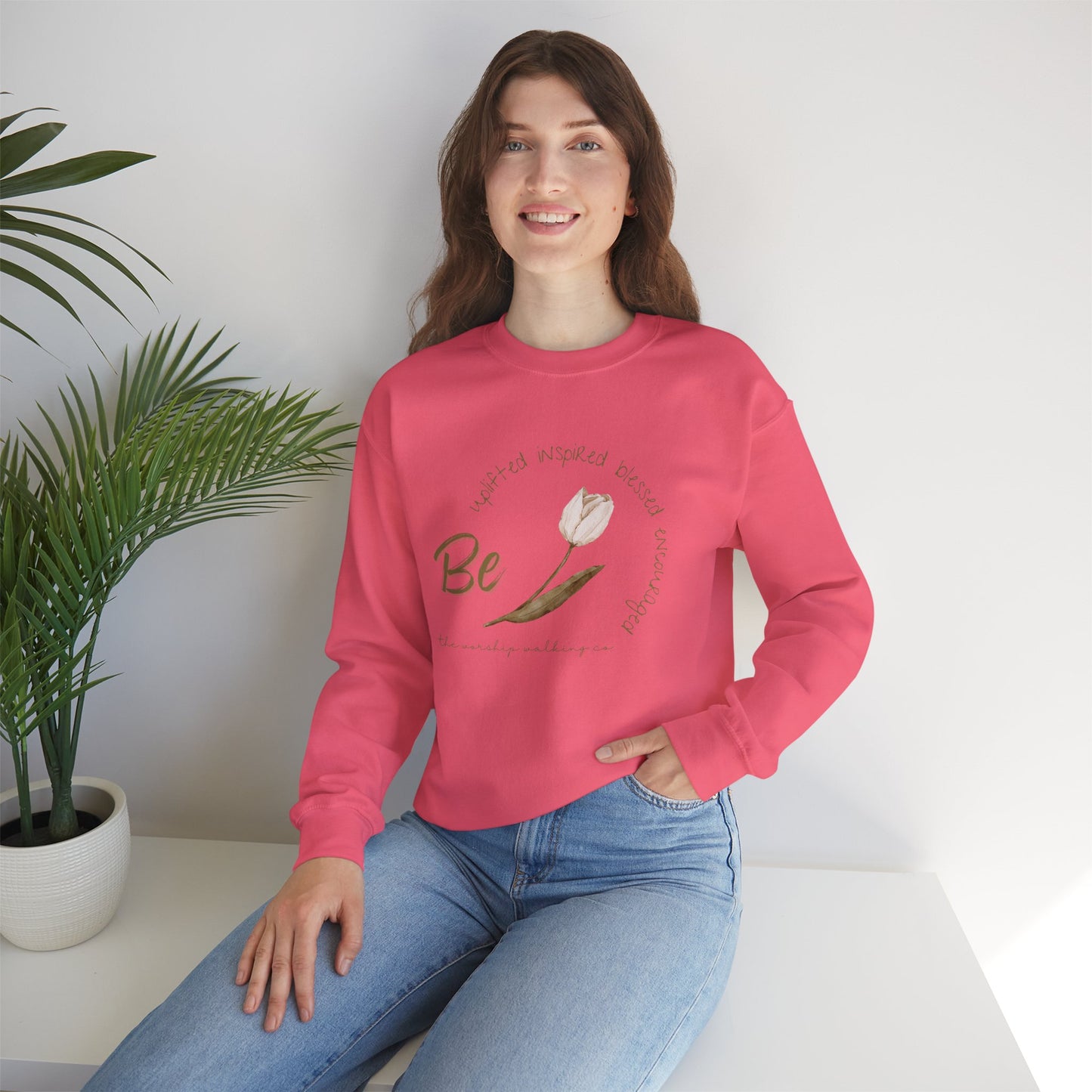 Worship Walking Be Encouraged, Be Inspired, Be Uplifted, Be Blessed - Unisex Crewneck Sweatshirt
