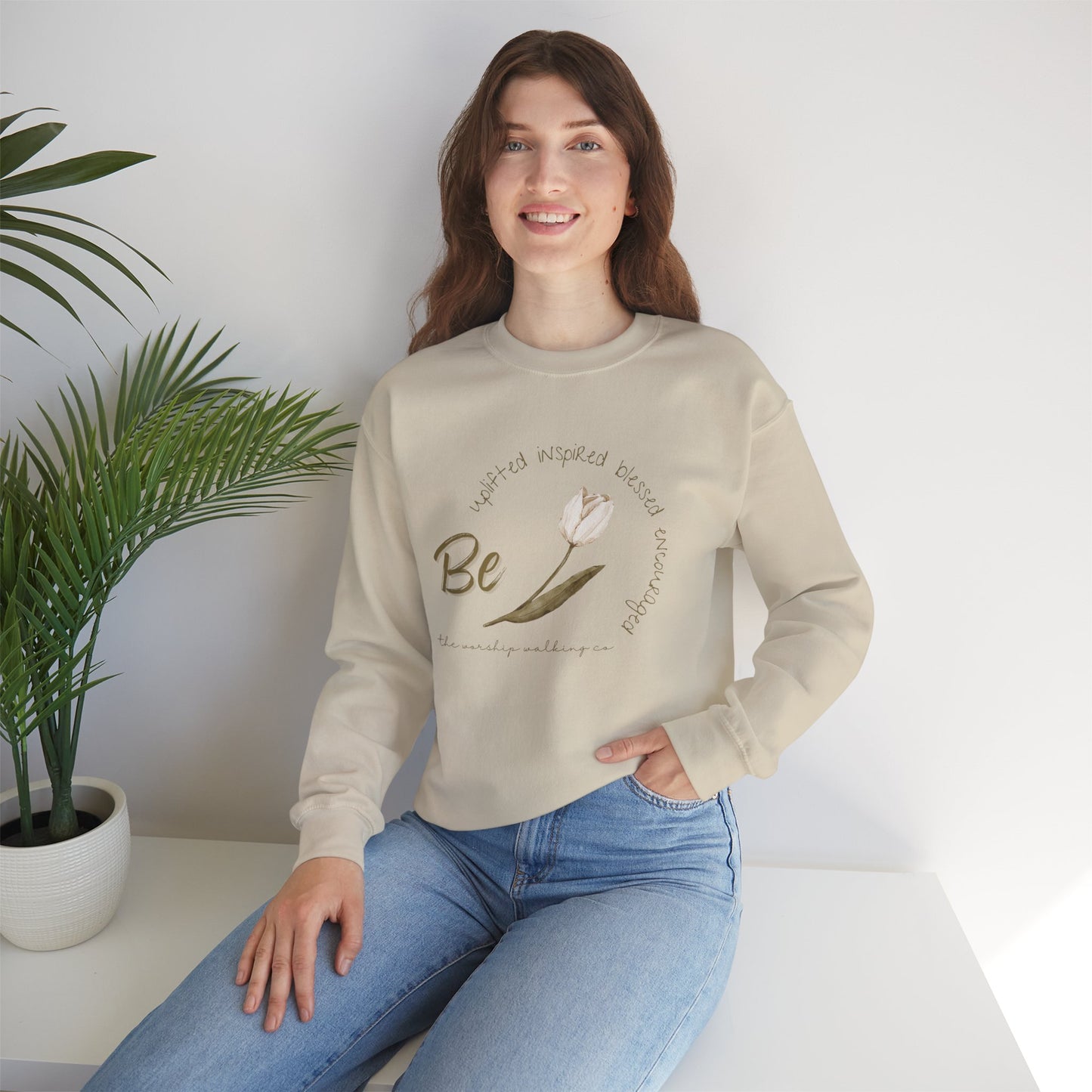 Worship Walking Be Encouraged, Be Inspired, Be Uplifted, Be Blessed - Unisex Crewneck Sweatshirt