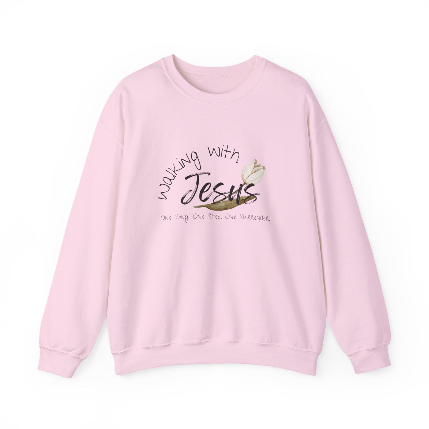 Worship Walking with Jesus Sweatshirt, "One Song, One Step, One Surrender", Unisex Crewneck Sweatshirt