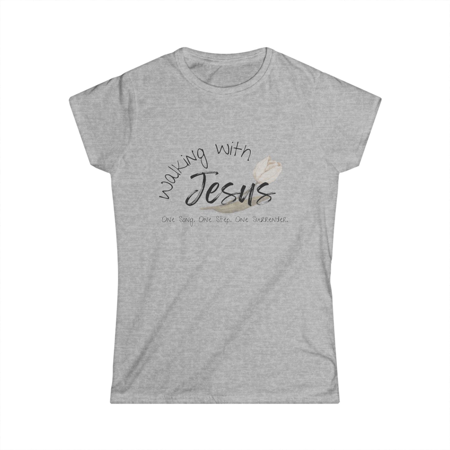 Worship Walking with Jesus, "One Song, One Step, One Surrender", Women’s Softstyle Tee