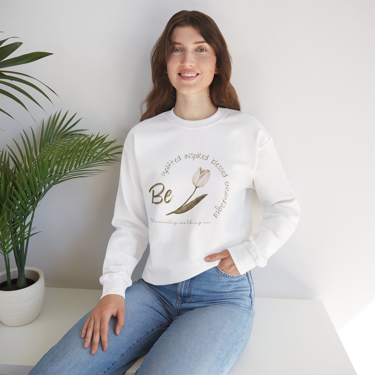 Worship Walking Be Encouraged, Be Inspired, Be Uplifted, Be Blessed - Unisex Crewneck Sweatshirt