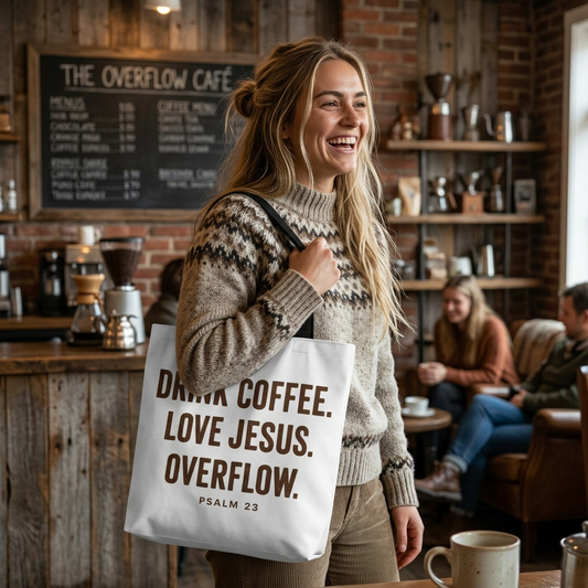 Book Bag - Drink Coffee, Love Jesus, Overflow