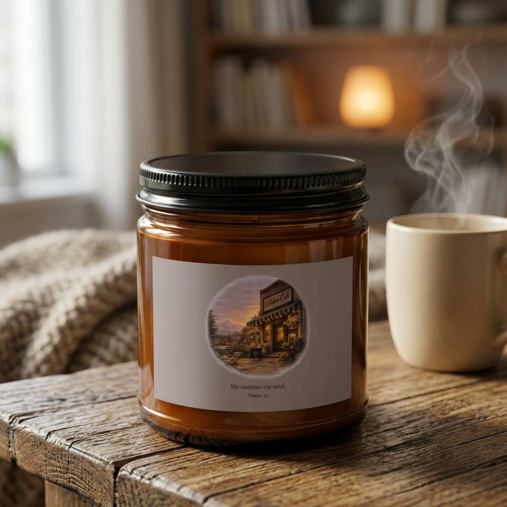 Candle - The Overflow Cafe Vanilla Soy Candle (4oz & 9oz, Black Lid)