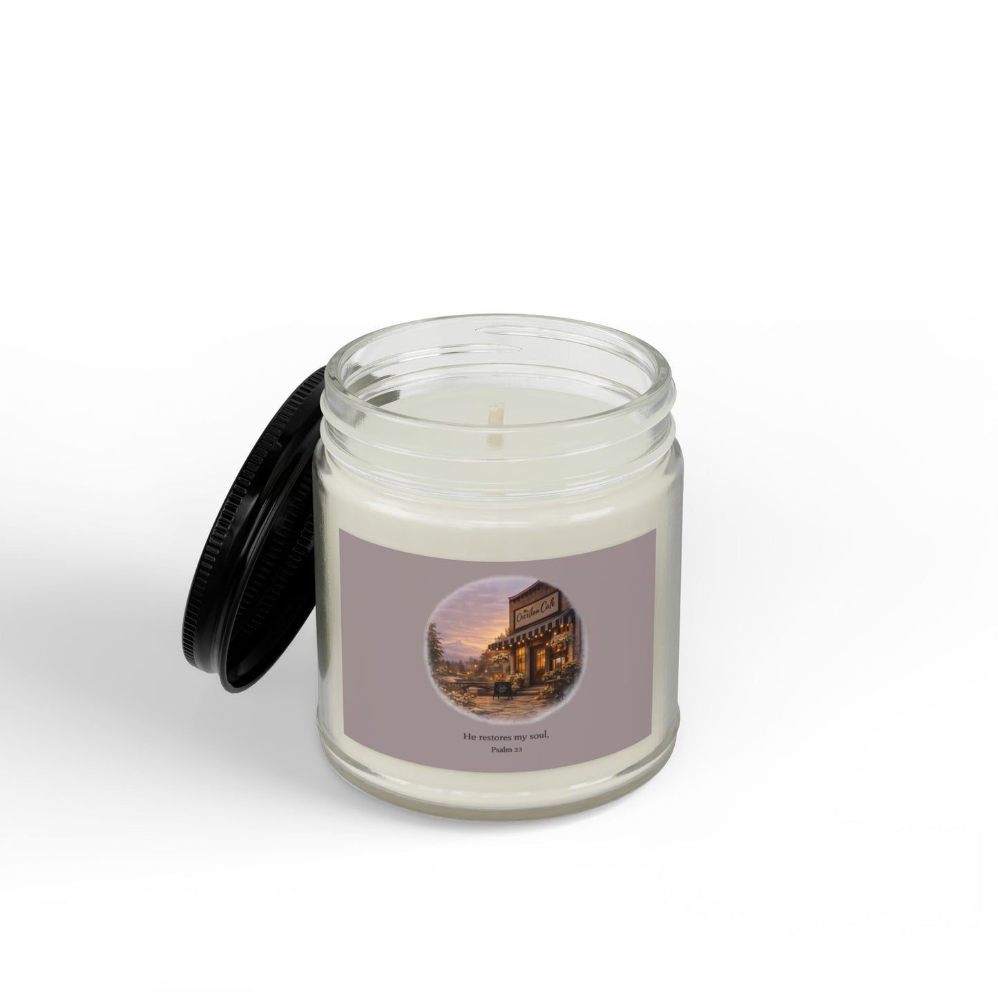 Candle - The Overflow Cafe Vanilla Soy Candle (4oz & 9oz, Black Lid)