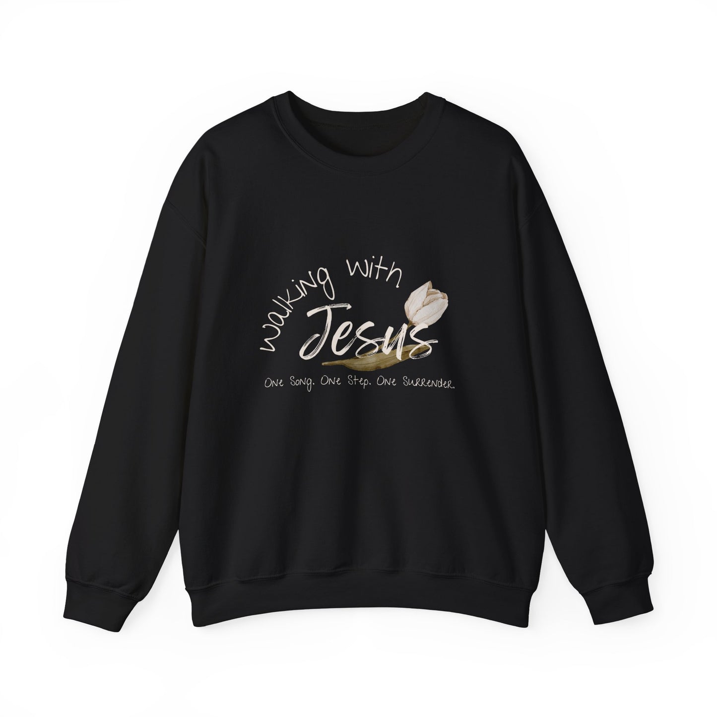 Worship Walking with Jesus, "One Song, One Step, One Surrender", Unisex Crewneck Sweatshirt