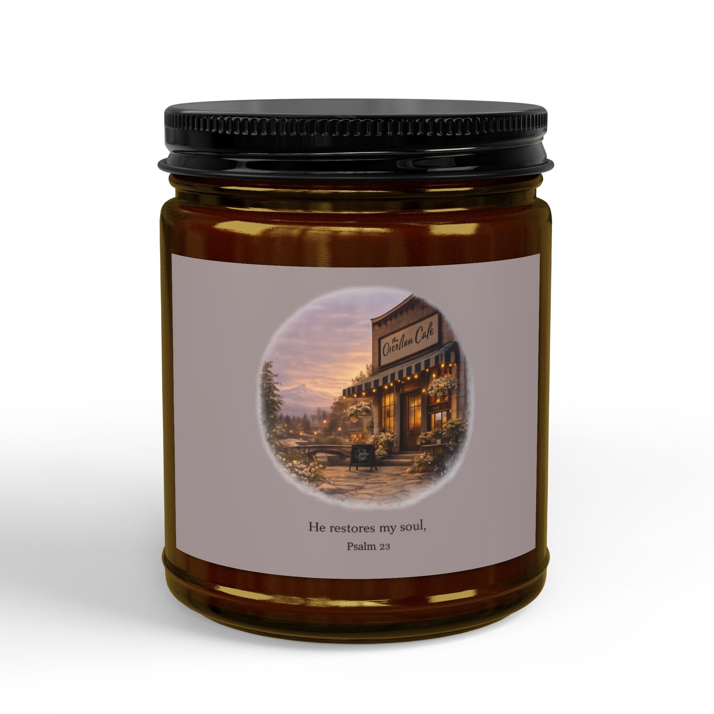 Candle - The Overflow Cafe Vanilla Soy Candle (4oz & 9oz, Black Lid)