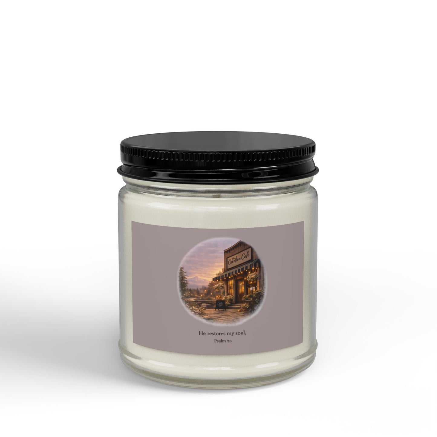 Candle - The Overflow Cafe Vanilla Soy Candle (4oz & 9oz, Black Lid)