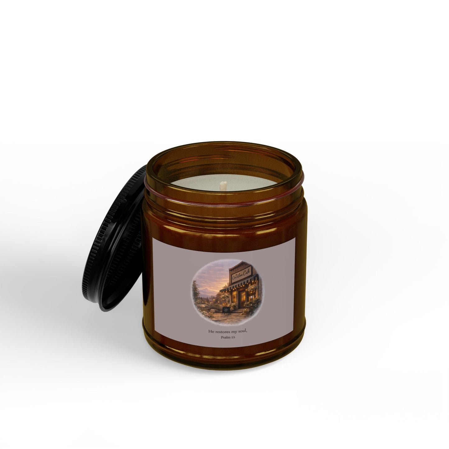 Candle - The Overflow Cafe Vanilla Soy Candle (4oz & 9oz, Black Lid)