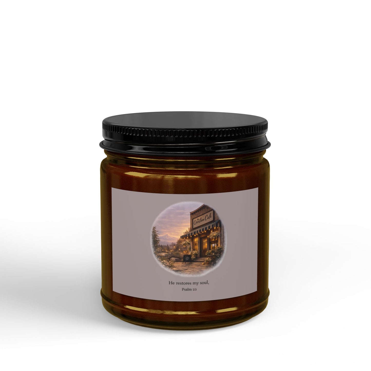 Candle - The Overflow Cafe Vanilla Soy Candle (4oz & 9oz, Black Lid)