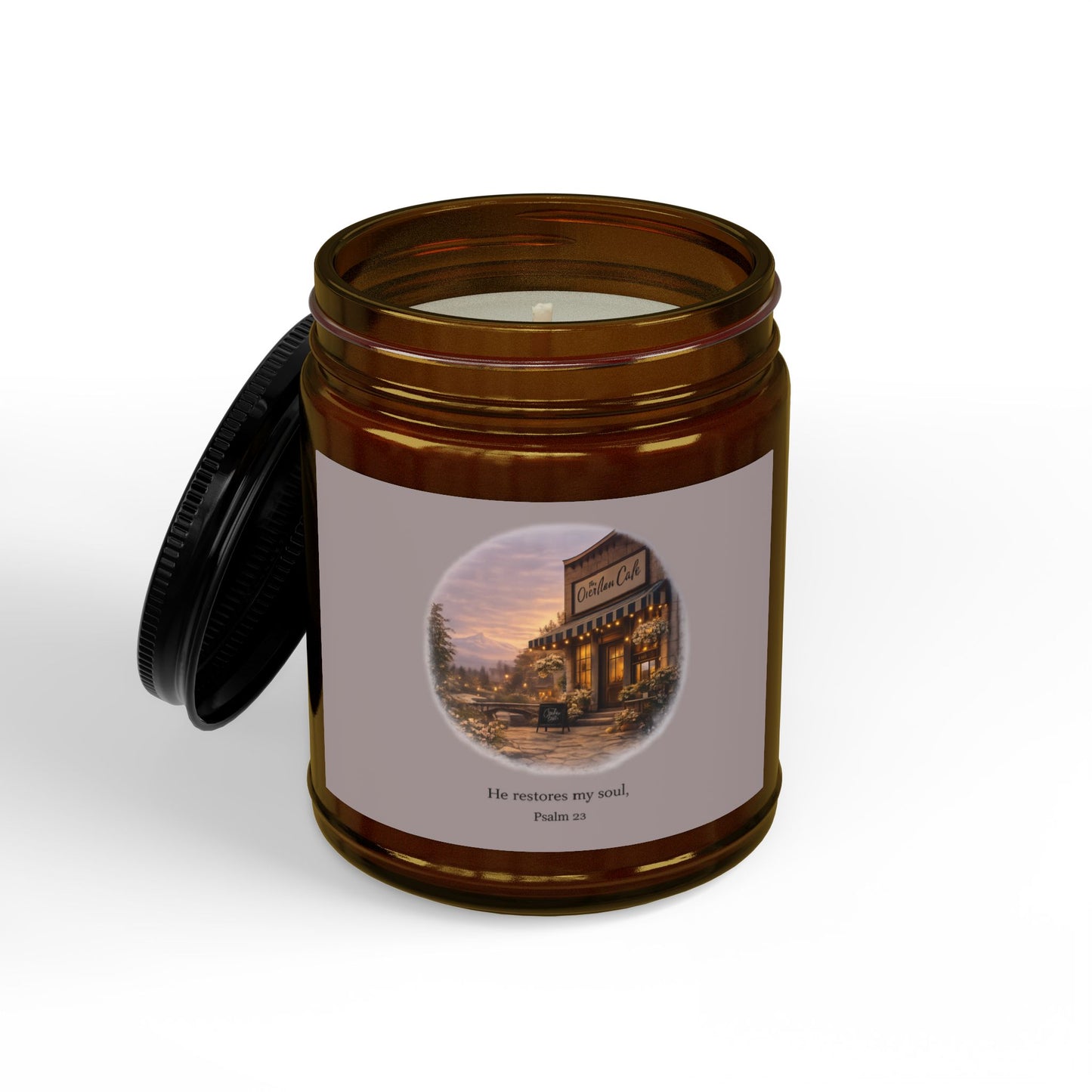 Candle - The Overflow Cafe Vanilla Soy Candle (4oz & 9oz, Black Lid)